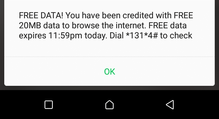 MTN 20mb free data