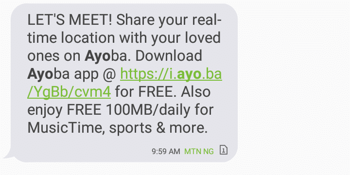 Ayoba free mtn data 100mb