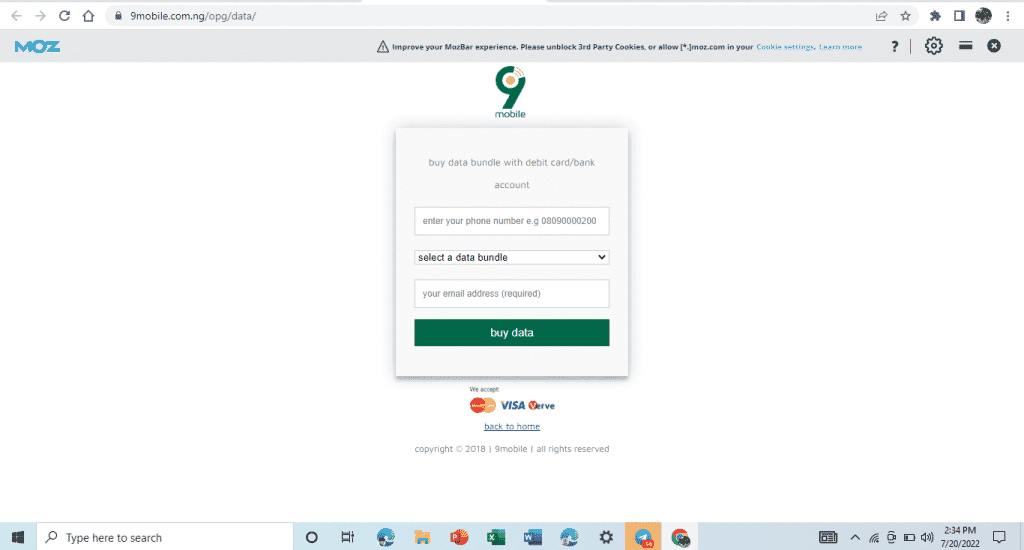buy 9mobile data from recharge page