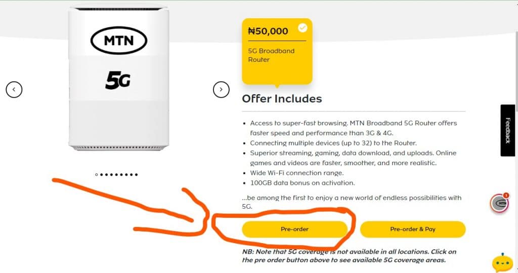 Check MTN 5G coverage