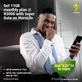 9mobile 11GB for 3000 naira