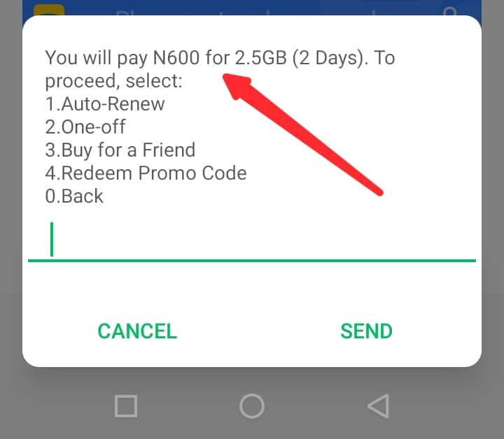 Subscribing to MTN 2.5GB for 600 Naira plan